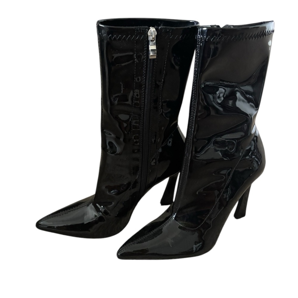ASOS Simmi London Prince black patent sock boots, size 7